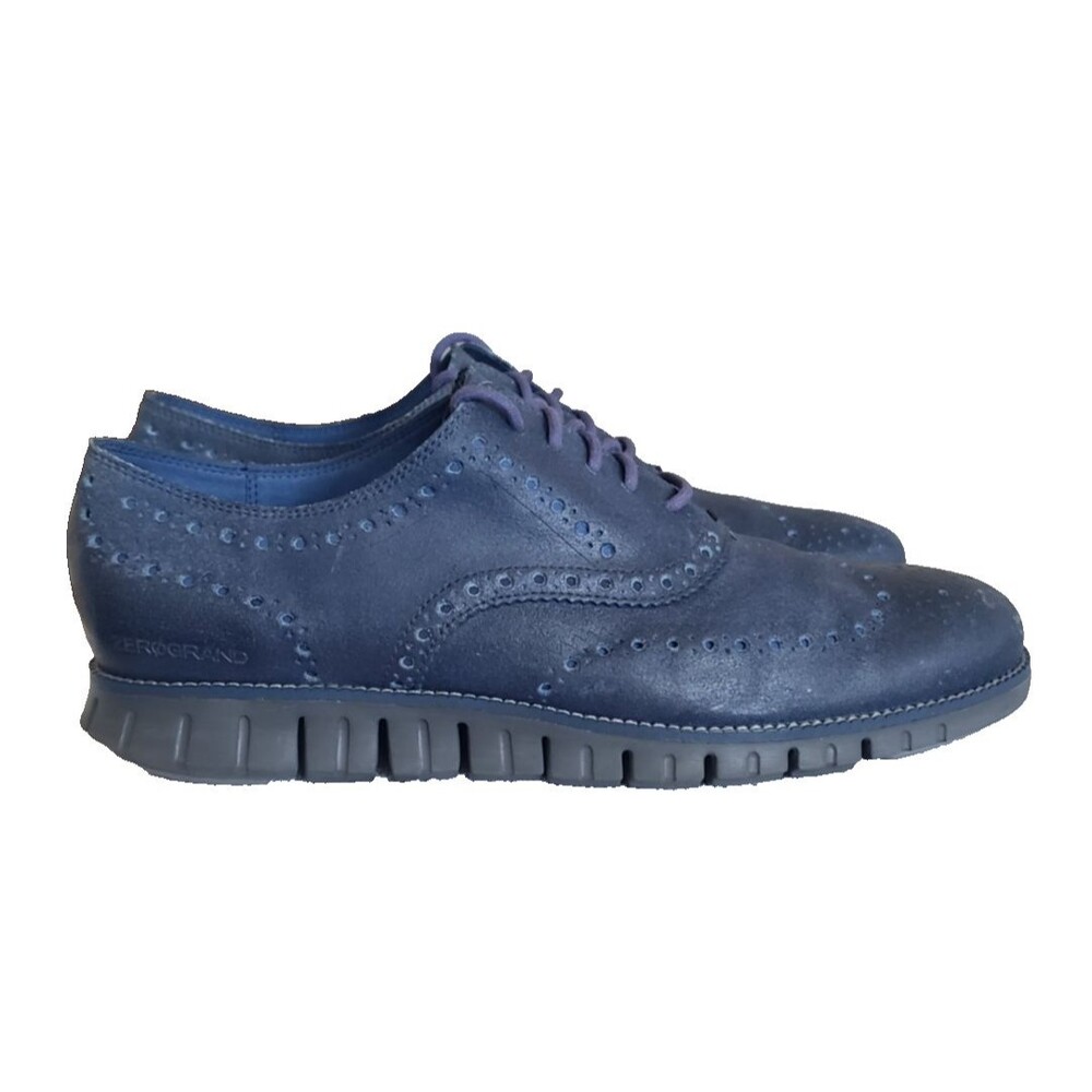 Cole Haan Zerogrand Wing Ox Blue Leather Wingtip Brogue Oxford Shoes Men's 11.5M - Picture 2 of 11
